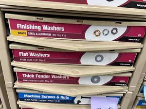 3 DRAWER CABINET WITH ASSORTED WASHERS