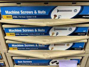 3 DRAWER CABINET WITH ASSORTED MACHINE SCREWS
