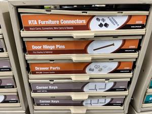 5 DRAWER CABINET ASSORTED CONNECTORS,PINS,CORNER KEYS