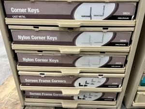 5 DRAWER CABINET WITH ASSORTED CORNER KEYS, FRAME CORNERS