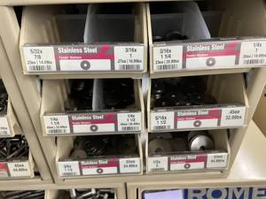 6 DRAWER CABINET WITH ASSORTED STAINLESS WASHERS