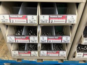 6 DRAWER CABINET WITH ASSORTED STAINLESS STEEL SHEET METAL SCREWS