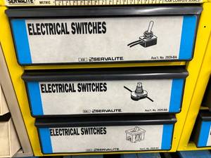 3 DRAWER CABINET ASSORTED ELECTRICAL SWITCHES