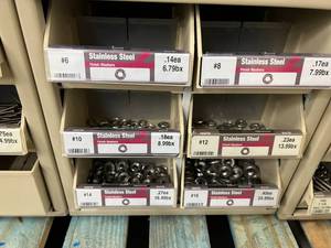 6 DRAWER CABINET WITH ASSORTED STAINLESS STEEL NUTS