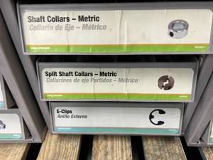 3 DRAWER CABINET WITH ASSORTED SHAFT COLLARS, E-CLIPS