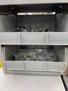 2 DRAWER CABINET WITH ASSORTED WIRE LOCK PINS, YOKE, HITCH PIN