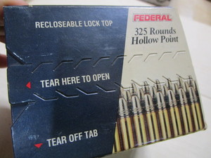 lot 68 image: Federal 22LR 36gr HP, 325 rounds...