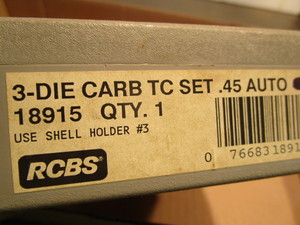 lot 76 image: RCBS 3 die set, 45 auto, #18915...
