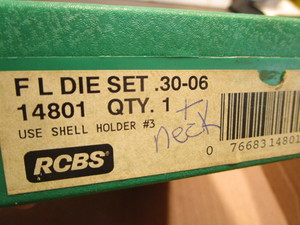 lot 77 image: RCBS FL die set, 30-06, #14801...