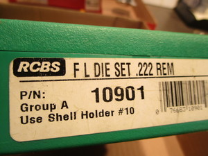 lot 82 image: RCBS FL die set, 222 REM, # 10901...