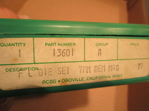 lot 92 image: RCBS FL die set. 7mm REM Mag, #1360...