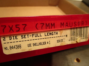 lot 98 image: Hornady 2 die set, 7x57 7mm Mauser,...