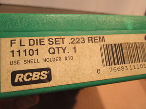 lot 100 image: RCBS FL die set, 223 REM, # 11101...