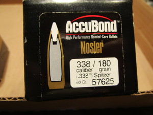 lot 110 image: Accubond bullets Nosler 338cal 180g...