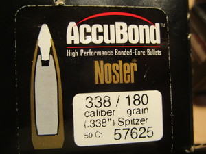 lot 111 image: Accubond bullets Nosler 338cal 180g...