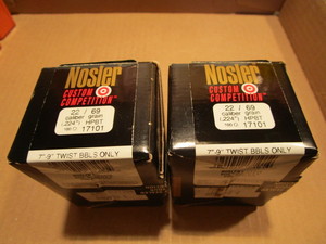 lot 114 image: Nosler bullets 22cal .224 69gr HPBT...
