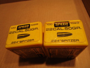 lot 133 image: Speer bullets 22cal 50gr 224 Spitz...