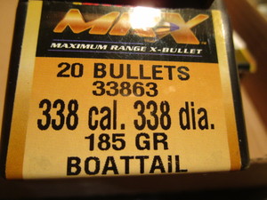 lot 135 image: MRX bullets 338cal 185gr boattail, ...