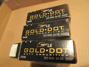 lot 136 image: Ammo 223 REM 64gr GDSP Gold Dot Dut...