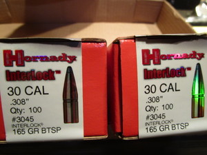 lot 138 image: Hornady bullets 30cal 308 165gr BTS...