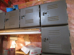 lot 151 image: Bench & locker surround, 6 lockers ...