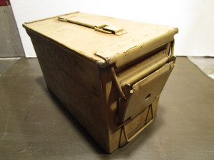 lot 206 image: Metal ammo box, reloaded 35 Rem rou...