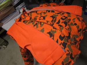 lot 212 image: Camo jacket XL, bibs waist measures...