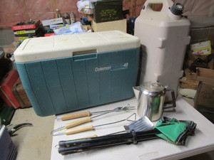 lot 239 image: Coleman cooler - 48, camp stool, SS...