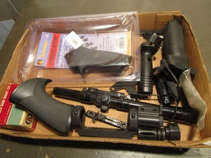 lot 275 image: Pistol grips, scope & components...