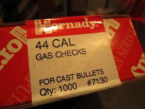 lot 366 image: Hornady gas checks, 44cal, qty 1000...