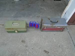 Qty of 2 tool boxes with contents. Rivert gun & assorted tools. As shown.