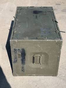 lot 9 image: Metal Military Box with Drawers 19 X 32 X 18