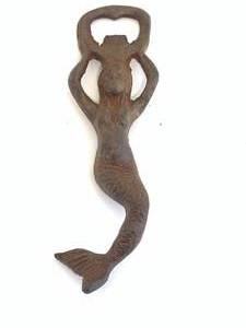 lot 23 image: Cast Iron Mermaid Bottle Opener 7 Inch Tall