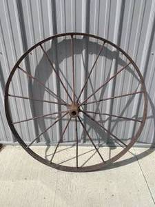 lot 33 image: Metal Wagon Wheel 42 Inch Diameter