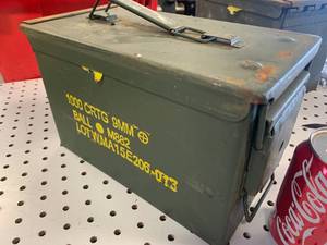lot 79 image: Genuine Military Ammo Box Can