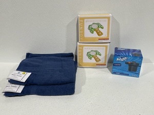 New Drink Station Floaties, Air Pump and Navy Blue Towels