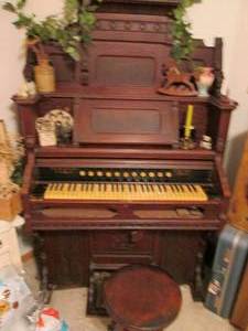 lot 11 image: Antique pomp organ in non working c...