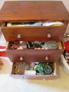 lot 37 image: Antique cabinet filled with greetin...