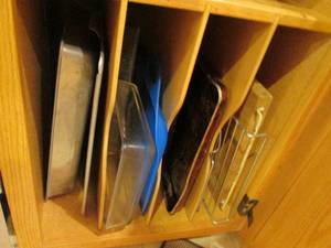 lot 44 image: Pots pans baking sheets electric kn...