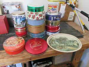 lot 159 image: Vintage tins and tray (see photos )...