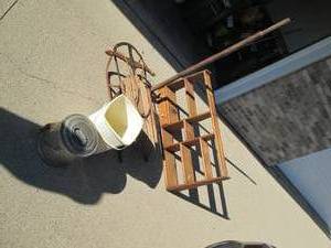 lot 187 image: Vintage toboggan, small metal trash...
