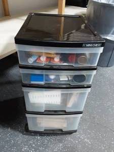 4-Drawer Organizer On Wheels With Contents