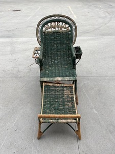 lot 49 image: Antique Wicker Chair with Footrest