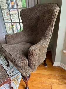 Leopard Print Accent Chair and Matching Footstool