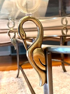 Vintage Glass Top Coffee Table with Figural Brass Base