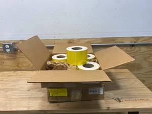 lot 91 image: Lot of 2 Cases of- 4x2 Yellow Flood Poly Label WPef (4 rolls per case)