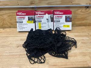 lot 76 image: HYPER TOUGH Lot of 4- Three Pocket Storage Nets Automotive Organizers Black AI51007G