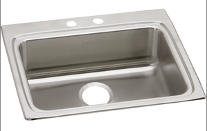 lot 104 image: ELKAY Lustertone Classic Stainless Steel 25 x 22 x 6, Single Bowl Drop-in ADA Sink