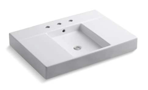 lot 4 image: KOHLER Traverse 30-12 in. x 21-12 in. 19 in. Vanity Top with Sink Tabletop, Basin and 8 in. Centers in White (Retails for $746.22)
