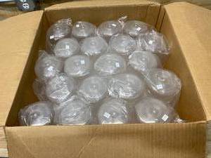 lot 39 image: CROWN PLASTICS Case of- 4 in. Threaded Ribbed Acrylic Cylinder Shade in Clear